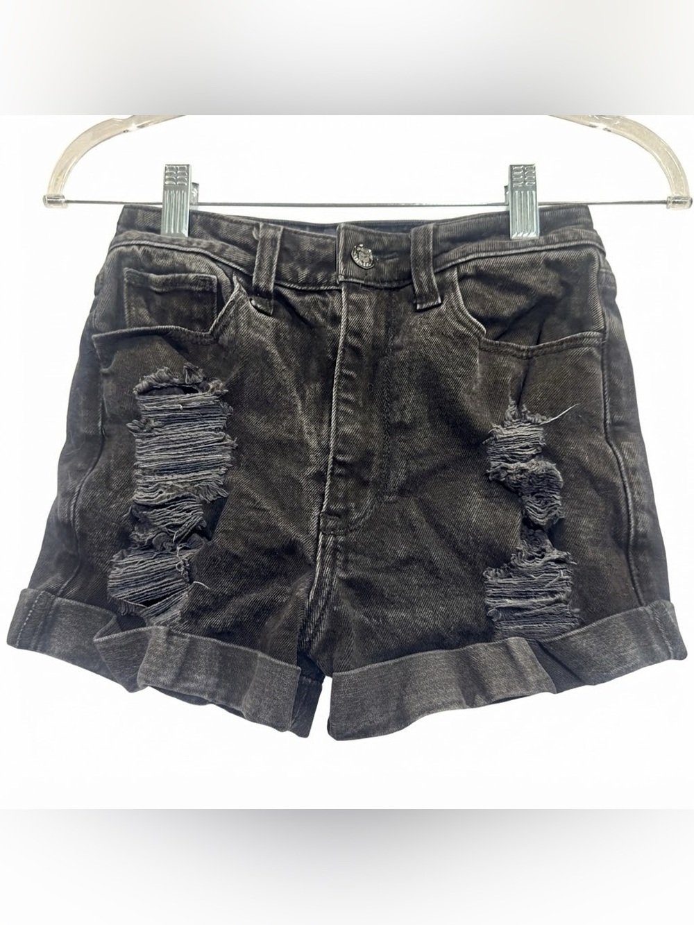 Hollister Black Distressed Ultra High-Rise Mom Shorts 0/24